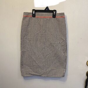 Banana Republic Black and White Striped Pencil Skirt with Red Accent